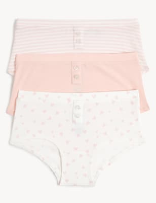 

M&S Collection Pack de 3 braguitas culotte elásticas estampadas de algodón (6-16 años) - Pink Mix, Pink Mix