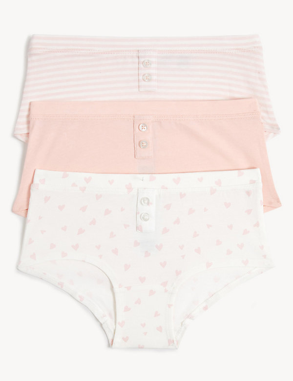 3pk Cotton with Stretch Patterned Shorts (6-16 Yrs) - AT