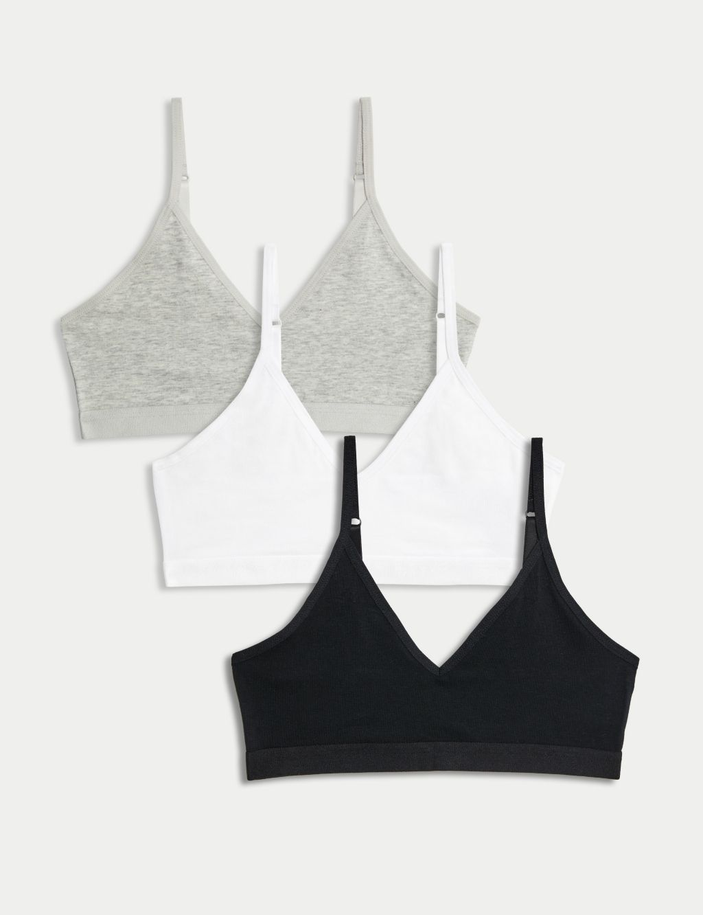 3pk Cotton Rich Crop Tops (6-16 Yrs) image 1