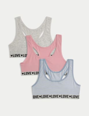 3pk Cotton with Stretch Crop Tops (6-16 Yrs) - LV