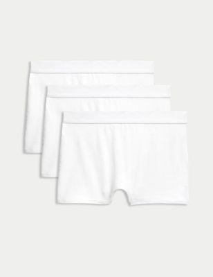 M&S Girl's 3pk Cotton Rich Boxer Shorts (6-16 Yrs) - 11-12 - White, White