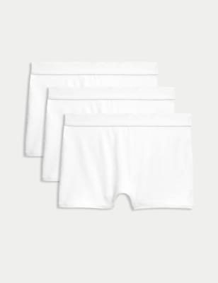 M&S Girl's 3pk Cotton Rich Boxer Shorts (6-16 Yrs) - 11-12 - White, White