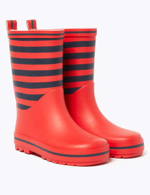 

Unisex,Boys,Girls M&S Collection Kids' Striped Wellies (5 Small - 12 Small) - Red Mix, Red Mix