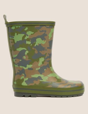 Bottes enfants en caoutchouc à motif camouflage (du 21,5 au 30,5) - Green Mix