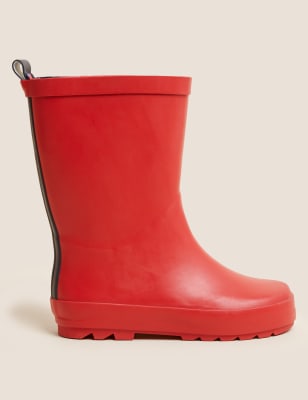 

M&S Collection Botas de agua infantiles lisas (3 pequeño-2 grande) - Red, Red