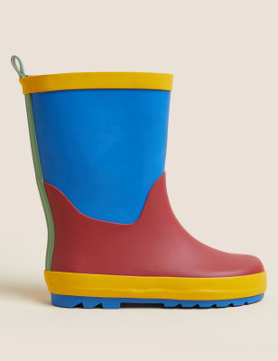 

M&S Collection Botas de agua infantiles de bloques de color (4 pequeño-13 pequeño) - Multi, Multi