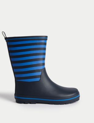 M&S Kids Striped Wellies (4 Small - 7 Large) - 5 L - Navy Mix, Navy Mix