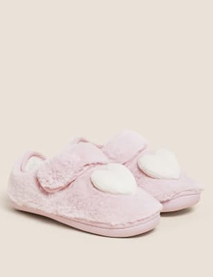 

M&S Collection Zapatillas infantiles con velcro y estampado de corazones (5 pequeño-12 pequeño) - Pink, Pink