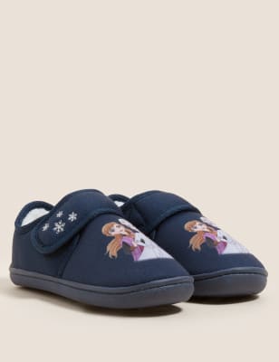 

Girls M&S Collection Kids' Frozen™ Riptape Slippers (5 Small - 12 Small) - Navy, Navy