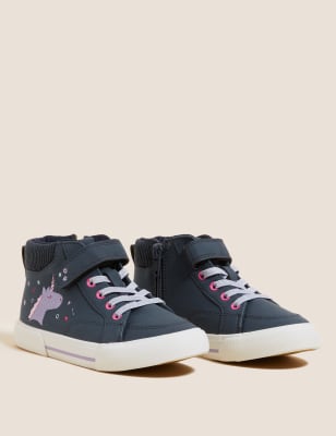 

Girls M&S Collection Kids' Freshfeet™ Unicorn High Top Trainers (5 Small - 12 Small) - Blue, Blue