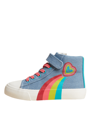 

M&S Collection Zapatillas deportivas infantiles altas denim Freshfeet™ de arco iris (4 pequeño-13 pequeño) - Blue, Blue