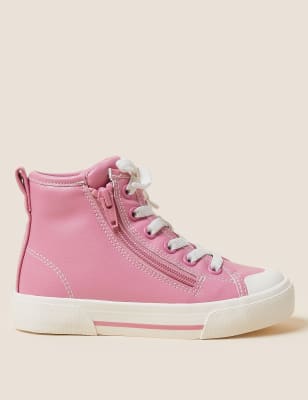 

Girls M&S Collection Kids' Freshfeet™ Zip High Tops (5 Small - 7 Large) - Pink, Pink