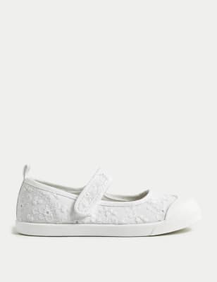 

Girls M&S Collection Kids' Embroidered Riptape Mary Jane Shoes (4 Small - 13 Small) - White Mix, White Mix