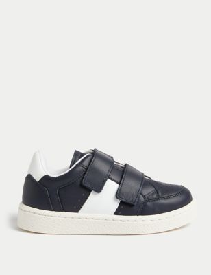 M&S Boys Leather Freshfeettm Riptape Trainers (6 Small - 2 Large) - 6 SSTD - Navy Mix, Navy Mix,Whit