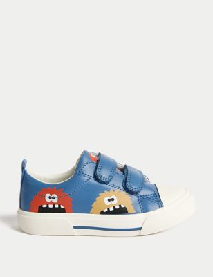 M&S Kid's Riptape Monster Trainers (4 Small - 2 Large) - 4SSTD - Blue Mix, Blue Mix