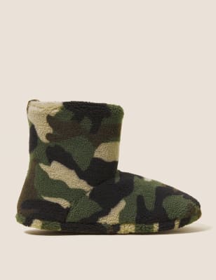 

Boys M&S Collection Kids' Camouflage Slipper Boots (5 Small - 7 Large) - Green, Green