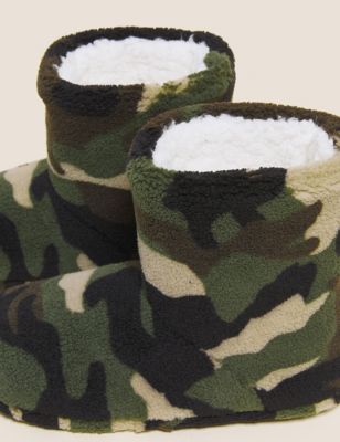 M&S Boys Kids' Camouflage Slipper Boots (5 Small