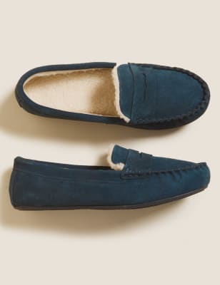 

M&S Collection Mokassin-Hausschuhe aus Wildleder für Kinder (21,5-40,5) - Navy, Navy