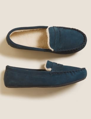 M&S Boys Kids' Suede Moccasin Slippers (5 Small