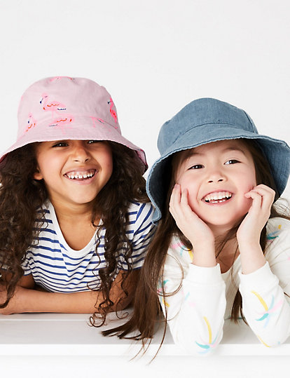 1-6 Yrs Kids Pure Cotton Plain Sun Hat Marks & Spencer Girls Accessories Headwear Hats 