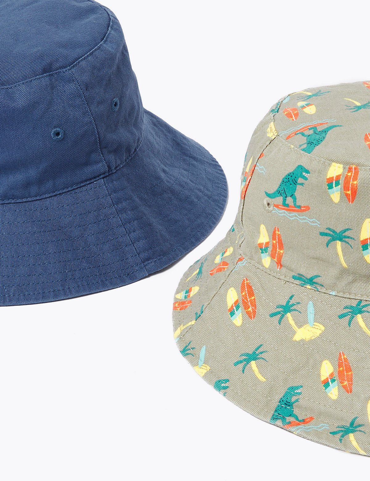 Kids' 2 Pack Pure Cotton Dinosaur Sun Hats