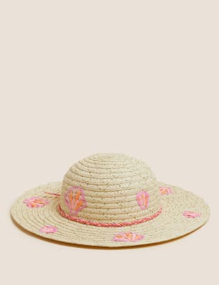 

Girls M&S Collection Kids' Shell Straw Sun Hat (1-13 Yrs) - Multi, Multi