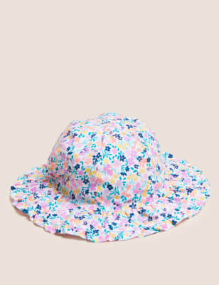 

M&S Collection Sonnenhut für Kinder aus reiner Baumwolle mit Blumenmuster (0-6 J.) - Multi, Multi