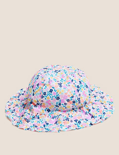 Kids' Pure Cotton Floral Sun Hat (0-6 Yrs)