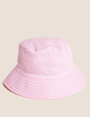 

M&S Collection Gorro para verano infantil 100% algodón liso (1-6 años) - Rose Pink, Rose Pink