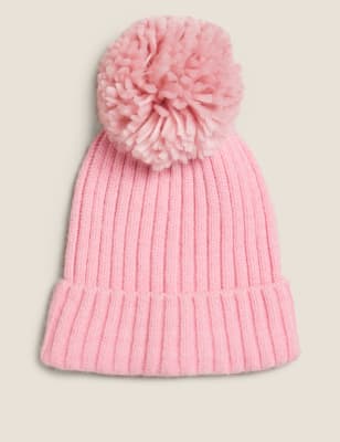 

M&S Collection Gorro de invierno infantil con pompones (0 meses-13 años) - Petal Pink, Petal Pink