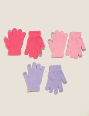 

Unisex,Boys,Girls M&S Collection Kids' 3pk Magic Gloves - Pink Mix, Pink Mix