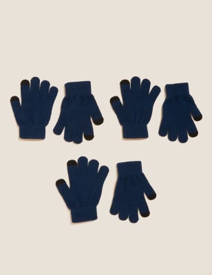 

M&S Collection 3er-Pack Touchscreen-Handschuhe für Kinder - Navy, Navy