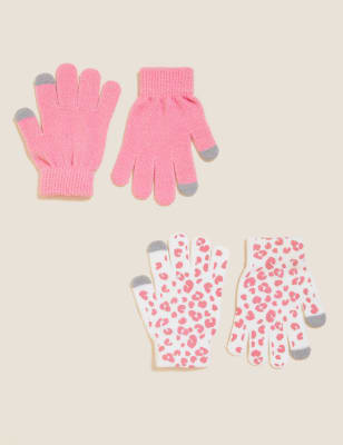

M&S Collection 2er-Pack Kinderhandschuhe mit Magie-Design - Pink Mix, Pink Mix