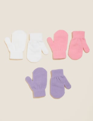 

Unisex,Boys,Girls M&S Collection Kids' 3pk Magic Mittens - Pink Mix, Pink Mix