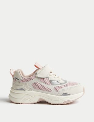 M&S Girl's Kid's Riptape Trainers (4 Small - 2 Large) - 1 LSTD - Pink Mix, Pink Mix,Red Mix