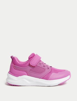 M&S Kids' Mesh Riptape Trainers (4 Small - 2 Large) - 2 LSTD - Pink Mix, Pink Mix,Red