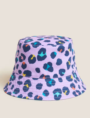 

M&S Collection Gorro para verano infantil 100% algodón con diseño de leopardo (12 meses-13 años) - Lilac Mix, Lilac Mix