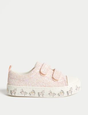 M&S Girl's Kid's Riptape Unicorn Trainers (4 Small - 2 Large) - 1.5 LSTD - Pink, Pink