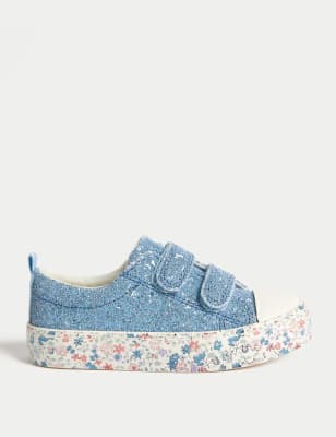 M&S Girls Freshfeet Glitter Riptape Trainers (4 Small - 2 Large) - 9 SSTD - Blue Mix, Blue Mix