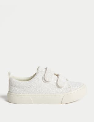 M&S Girls Glitter Riptape Trainers (4 Small - 2 Large) - 5.5 SSTD - White Mix, White Mix