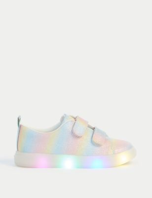 M&S Girl's Kid's Light-up Riptape Trainers (4 Small - 2 Large) - 2 LSTD - Pink Mix, Pink Mix
