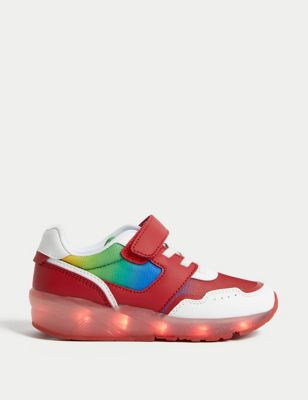 M&S Kid's Light Up Riptape Trainers (4 Small - 2 Large) - 4SSTD - Red Mix, Red Mix