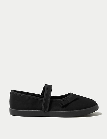 M&S Collection Kids' Riptape Plimsoll School Shoes (7 Small - 4 Large) - 13 S - Black, Black