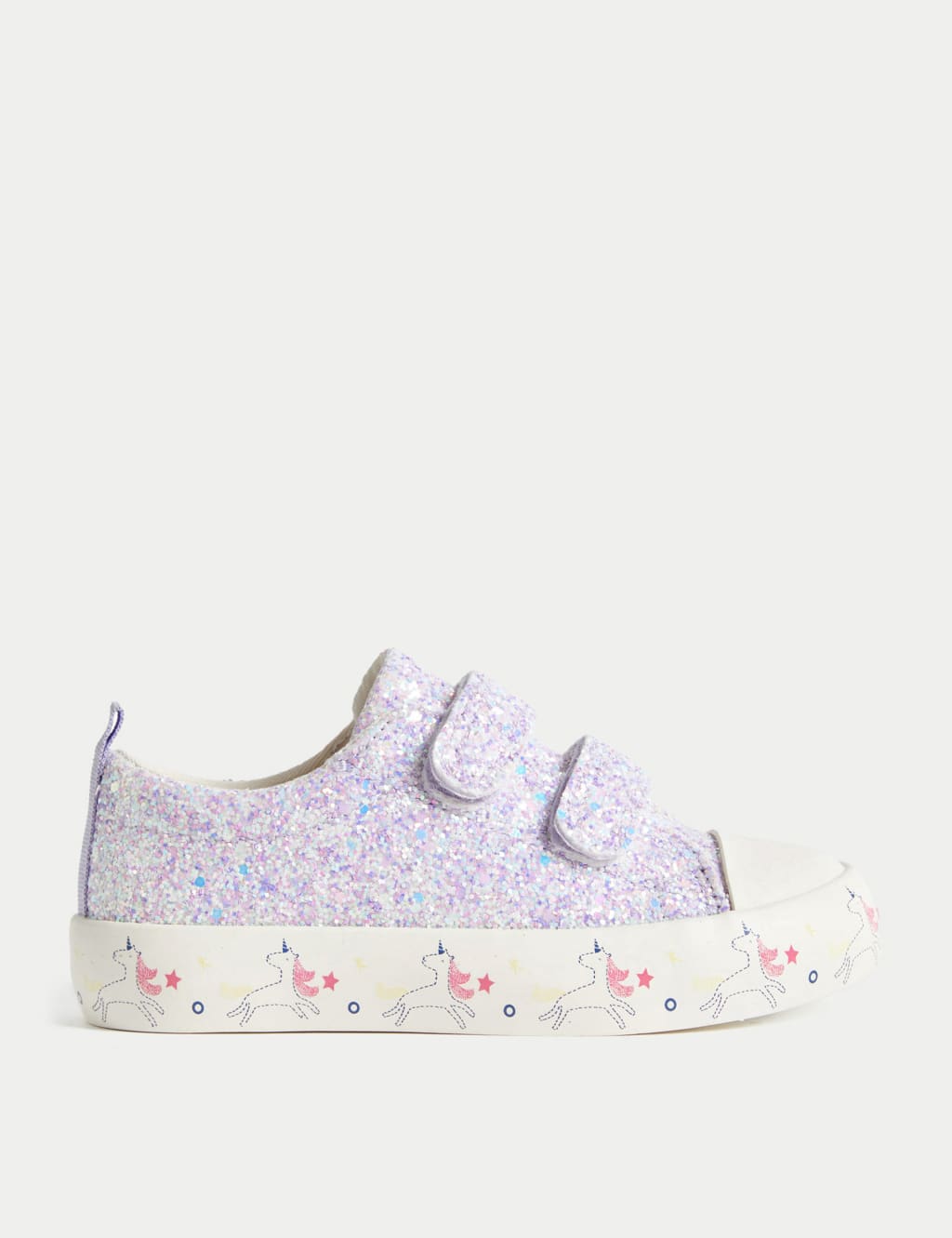Kids’ Freshfeet™ Glitter Riptape Trainers (4 Small - 13 Small) image 1