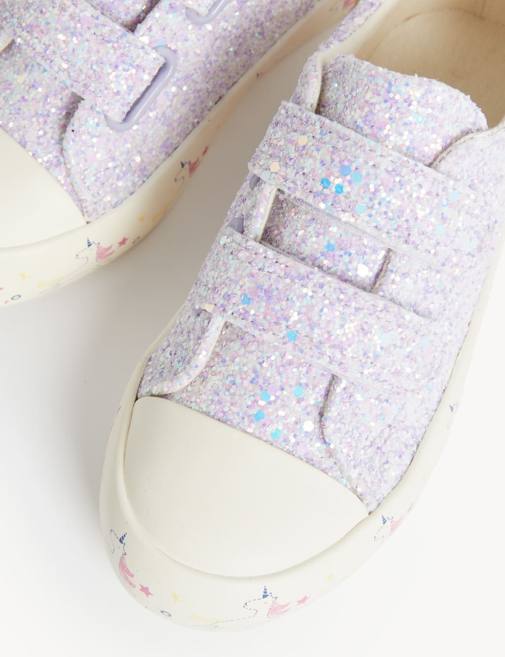 Kids’ Freshfeet™ Glitter Riptape Trainers (4 Small - 13 Small) image 2