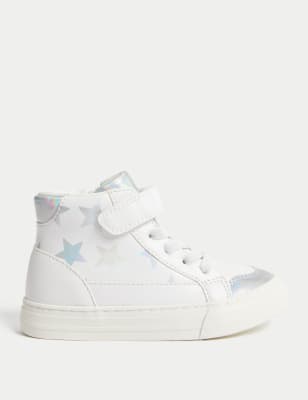 

Girls M&S Collection Kids' Freshfeet™ Riptape Star High Tops (4 Small - 13 Small) - White Mix, White Mix