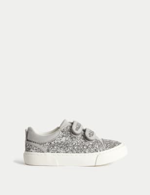 

M&S Collection Glitzernde Turnschuhe mit Klettverschluss und Freshfeet™ für Kinder (20,5-32) - Silver, Silver