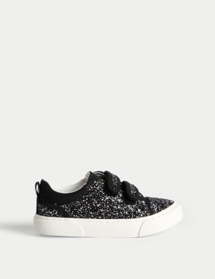 

Girls M&S Collection Kids' Glitter Riptape Freshfeet™ Trainers (4 Small - 13 Small) - Black Mix, Black Mix