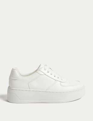 M&S Girls' Platform Trainers (1 Large - 6 Large) - 3 L - White, White