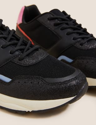 

M&S Collection Zapatillas de deporte infantiles Freshfeet™ (13 pequeño- 6 grande) - Black Mix, Black Mix